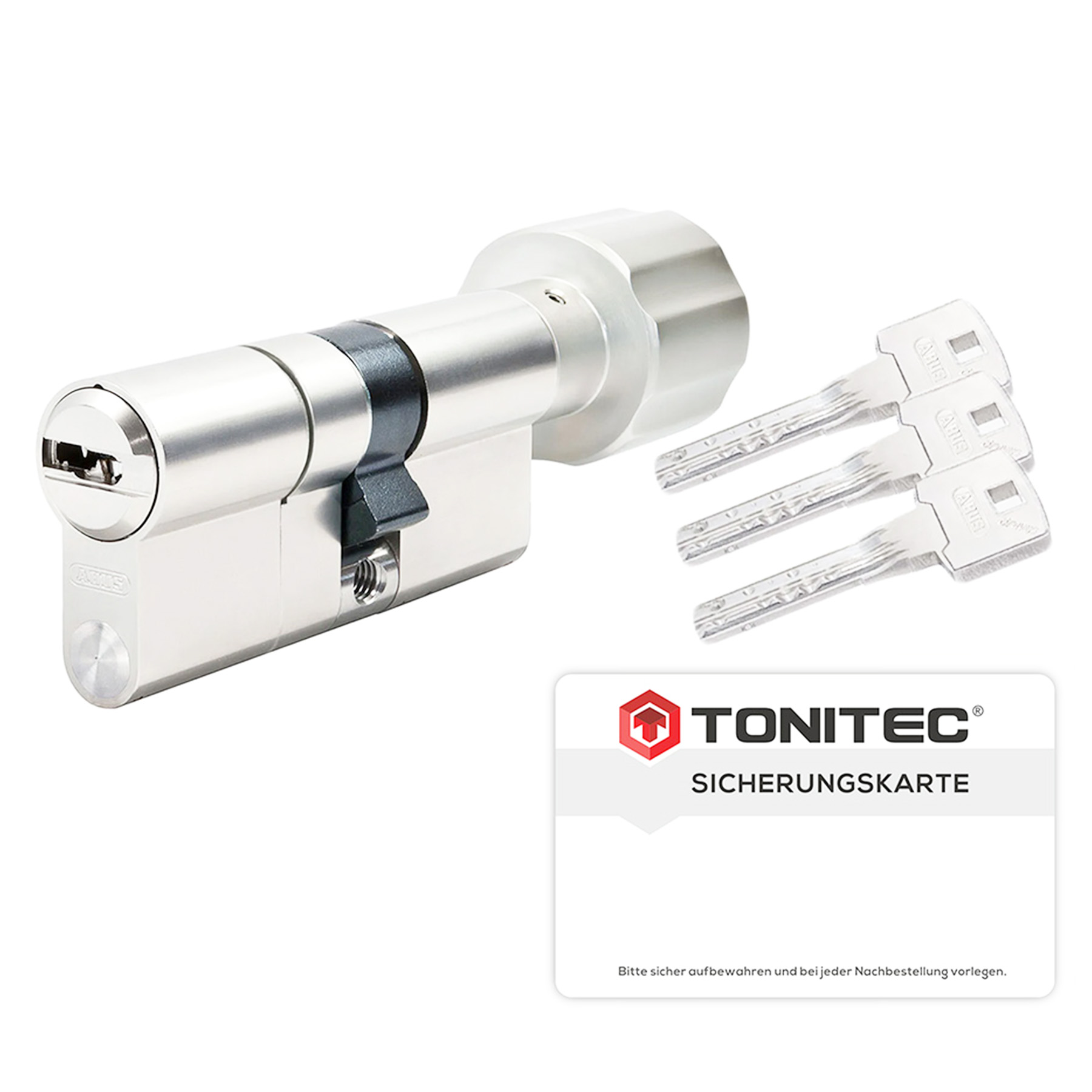 ABUS Bravus.2000 MX modular mit Sicherungskarte GS gleichschliessend Sperrschliessung N&G inkl. 3 Schlüssel ToniTec® Eigenprofil 70/50K mm Knaufzylinder