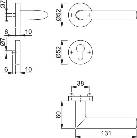 HOPPE Rosetten-Garnitur Stockholm E1140F/42/42KVS PZ Vierkant 8 mm F69 Edelstahl matt 3042599