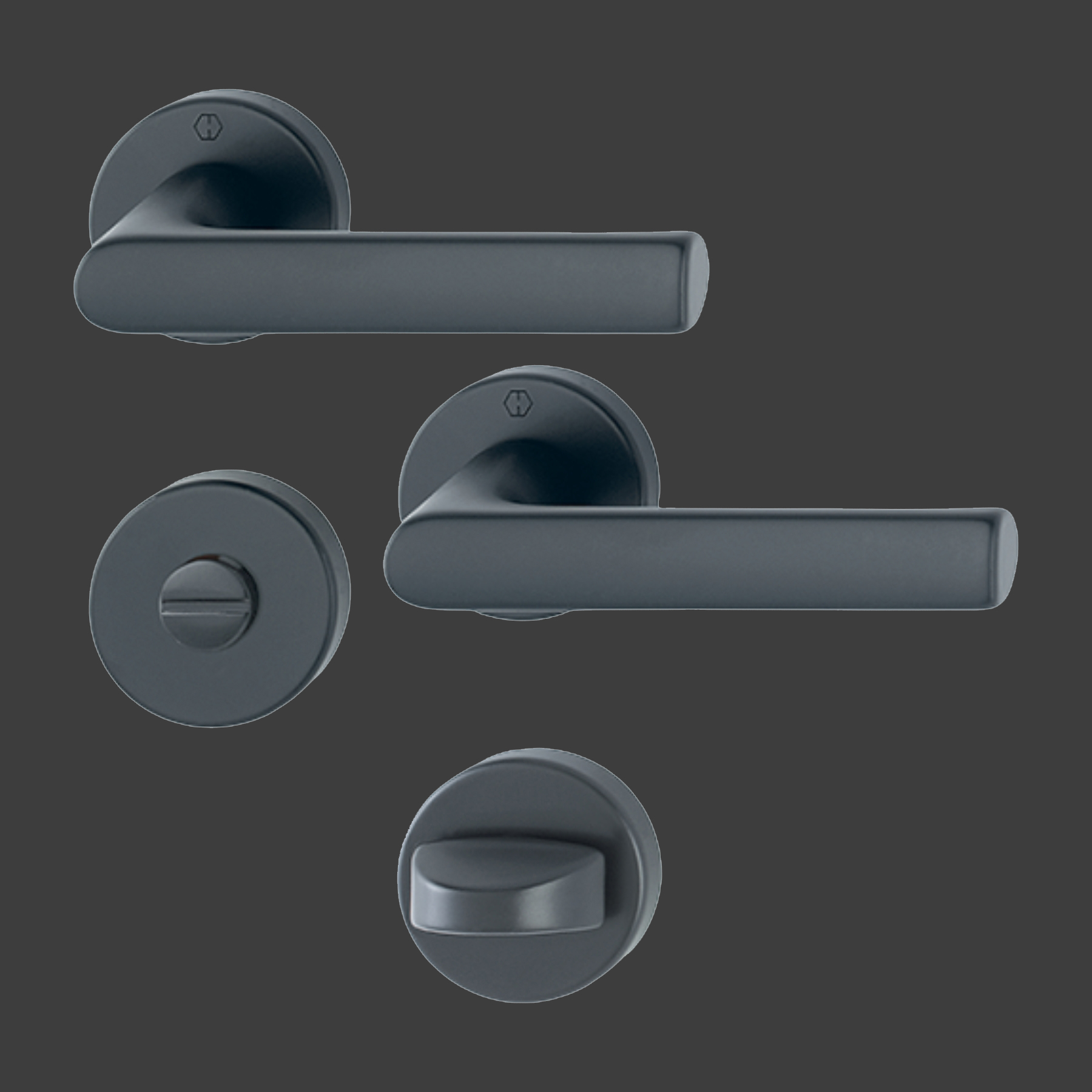 BLACK BEAUTY HOPPE Rosettengarnitur Hamburg 1700/42KB/42KBS SchnellstiftPlus Aluminium F9714M schwarz matt WC (Bad-Ausführung), Griff, Badezimmer, Drinnen, Zimmer, Duscharmatur