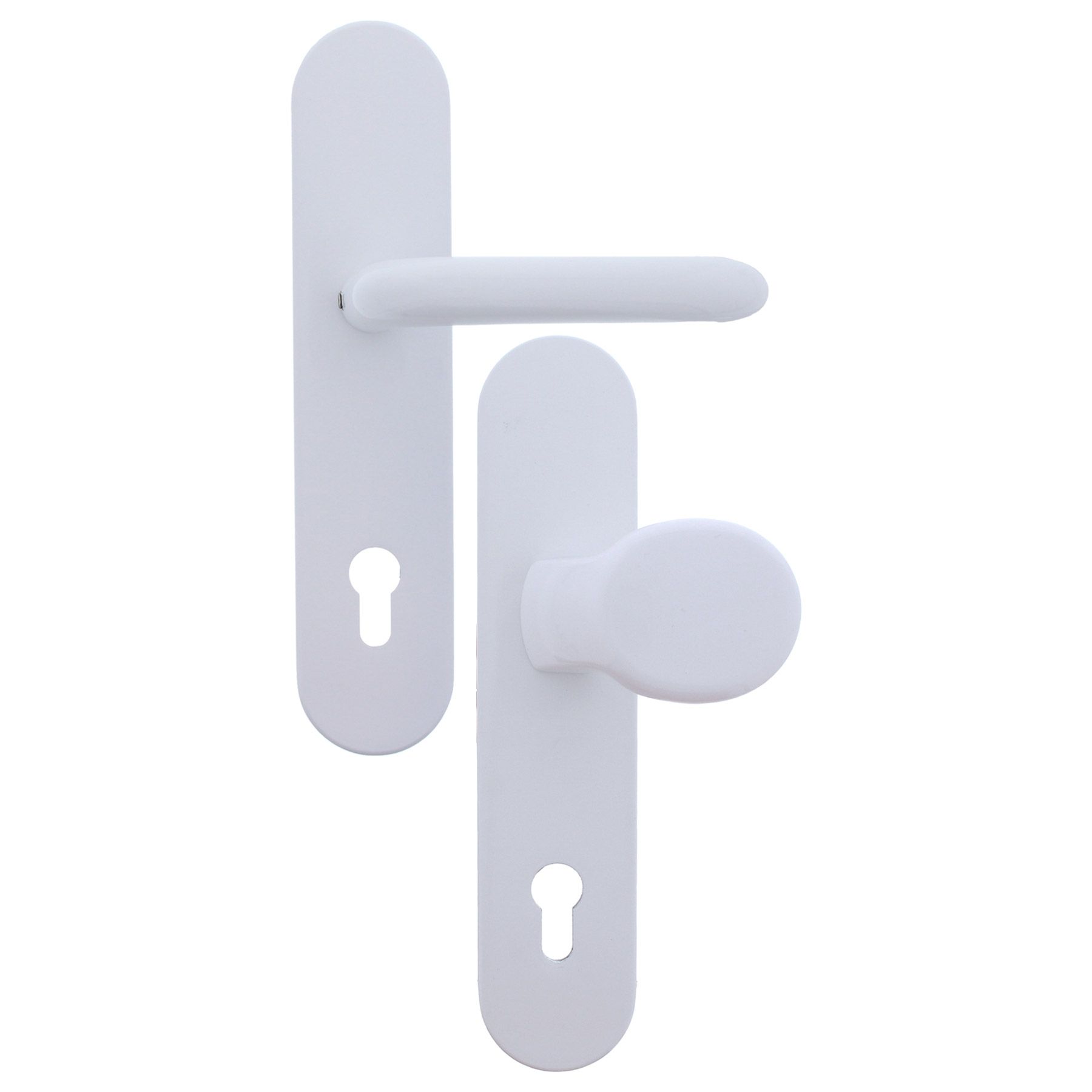 edi Dieckmann Schutzbeschlag U-Form Wechselgarnitur 8753/0292/12 RAL9016 weiß abgekröpfter Knopf, Griff