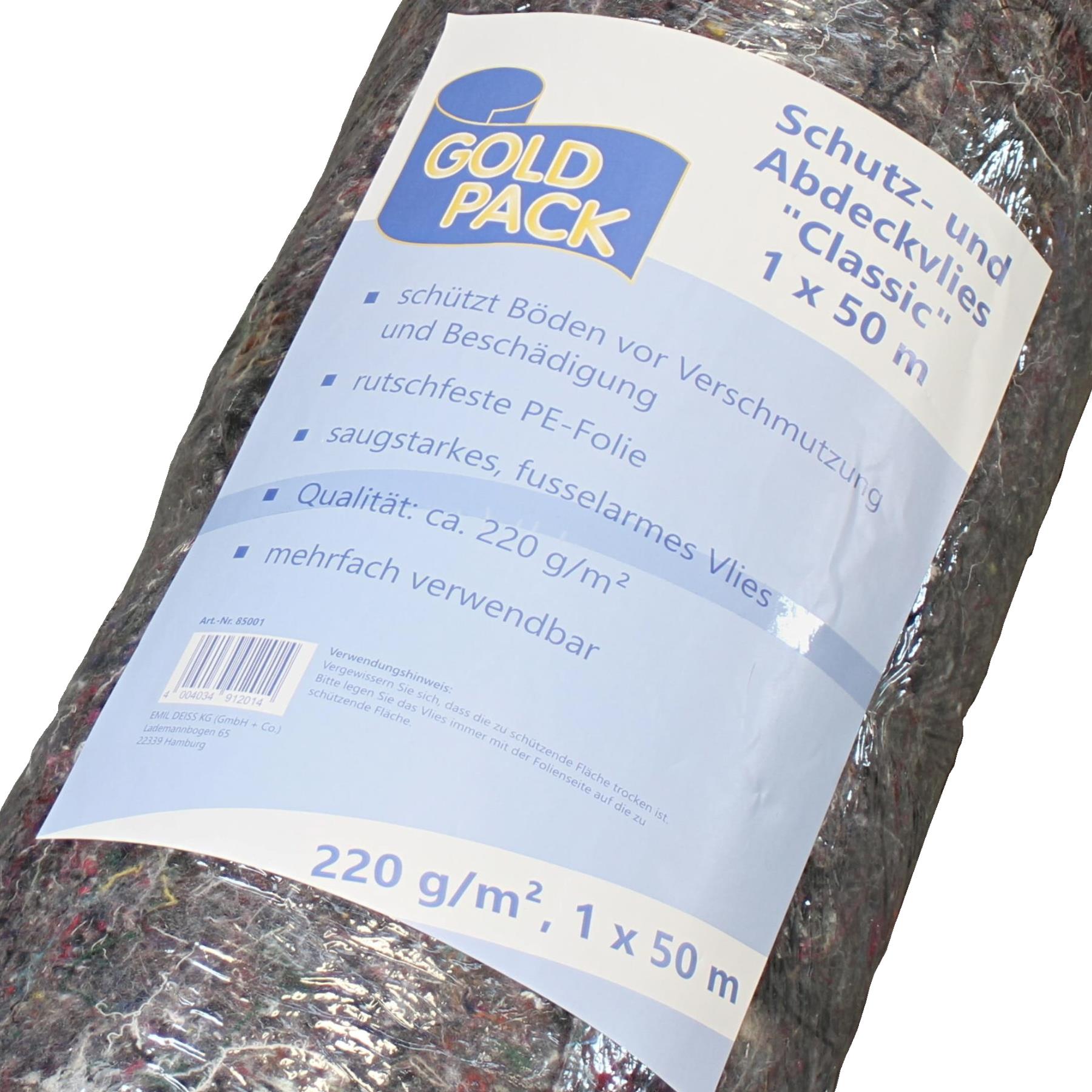 GOLDPACK Abdeckvlies grau 1 x 50 m Rolle Schutzvlies 220 g / m², Werbung, Plakat, Visitenkarte, Papier, Text