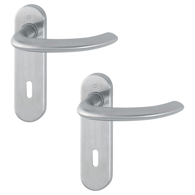 HOPPE Kurzschild-Garnitur Marseille E1138F/353K PZ  Vierkant 8 mm F69 Edelstahl matt 3041836, Griff