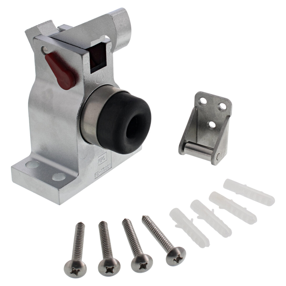 FEPS Trim Türstopper FE-TS001 mit Haken FE-ZU006 Türfeststeller silber, Maschine, Schraube
