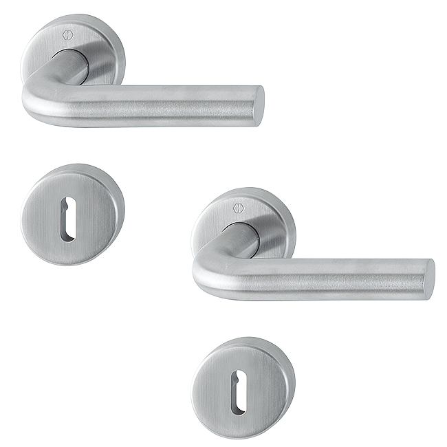 HOPPE Rosetten-Garnitur Bonn E150F/42/42KVS Ovalbart Vierkant 8 mm Edelstahl matt 3114548, Griff, Badezimmer, Drinnen, Zimmer, Duscharmatur