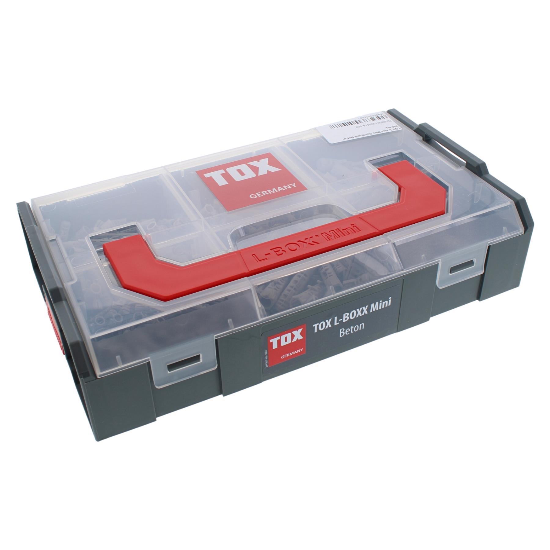 TOX L-Box Mini Sortiment Beton Dübelbox Dübelsortiment Dübelset 296 tlg., Erste Hilfe, Kiste, Erste Hilfe, Kiste