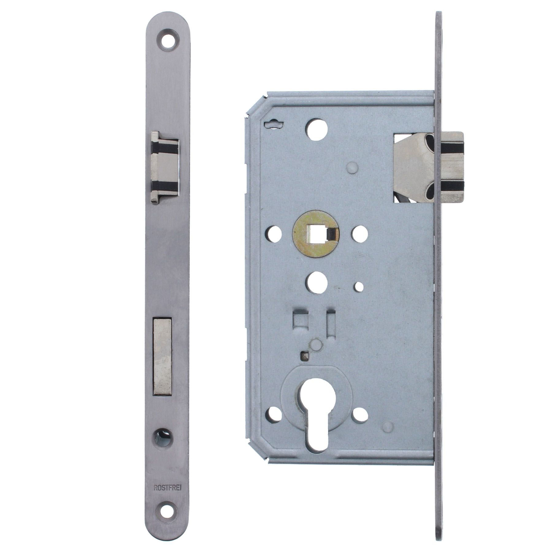 ToniTec Einsteckschloss Soft Lock "Flüsterfalle" 55/72/8, Edelstahl Stulp 20 x 235 mm links PZ (Profilzylinder), Elektrisches Gerät, Schalter, Postfach