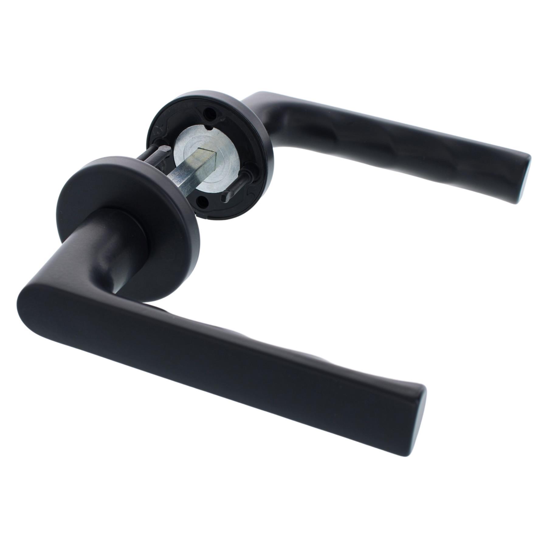 BLACK BEAUTY HOPPE Rosettengarnitur Hamburg 1700/42KB/42KBS SchnellstiftPlus Aluminium F9714M schwarz matt WC (Bad-Ausführung), Sinken, Waschbeckenhahn, Griff, Zimmer, Duscharmatur, Sinken, Waschbeckenhahn, Griff, Zimmer, Duscharmatur