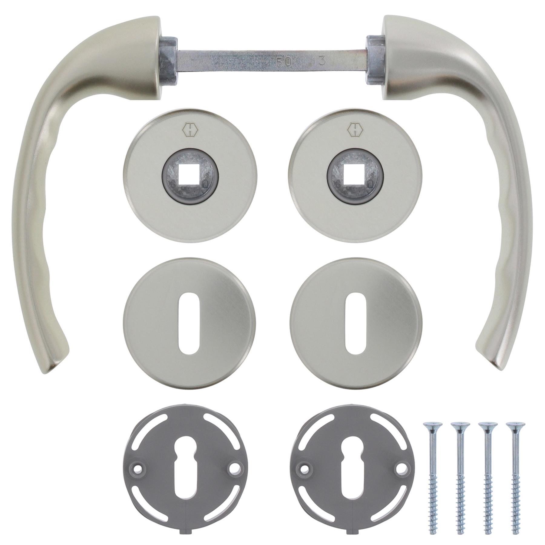 HOPPE Garnitur Rosette Tokyo 1710/42K/42KVS Vierkant 8 mm F2 neusilber eloxiert 2805574, Griff