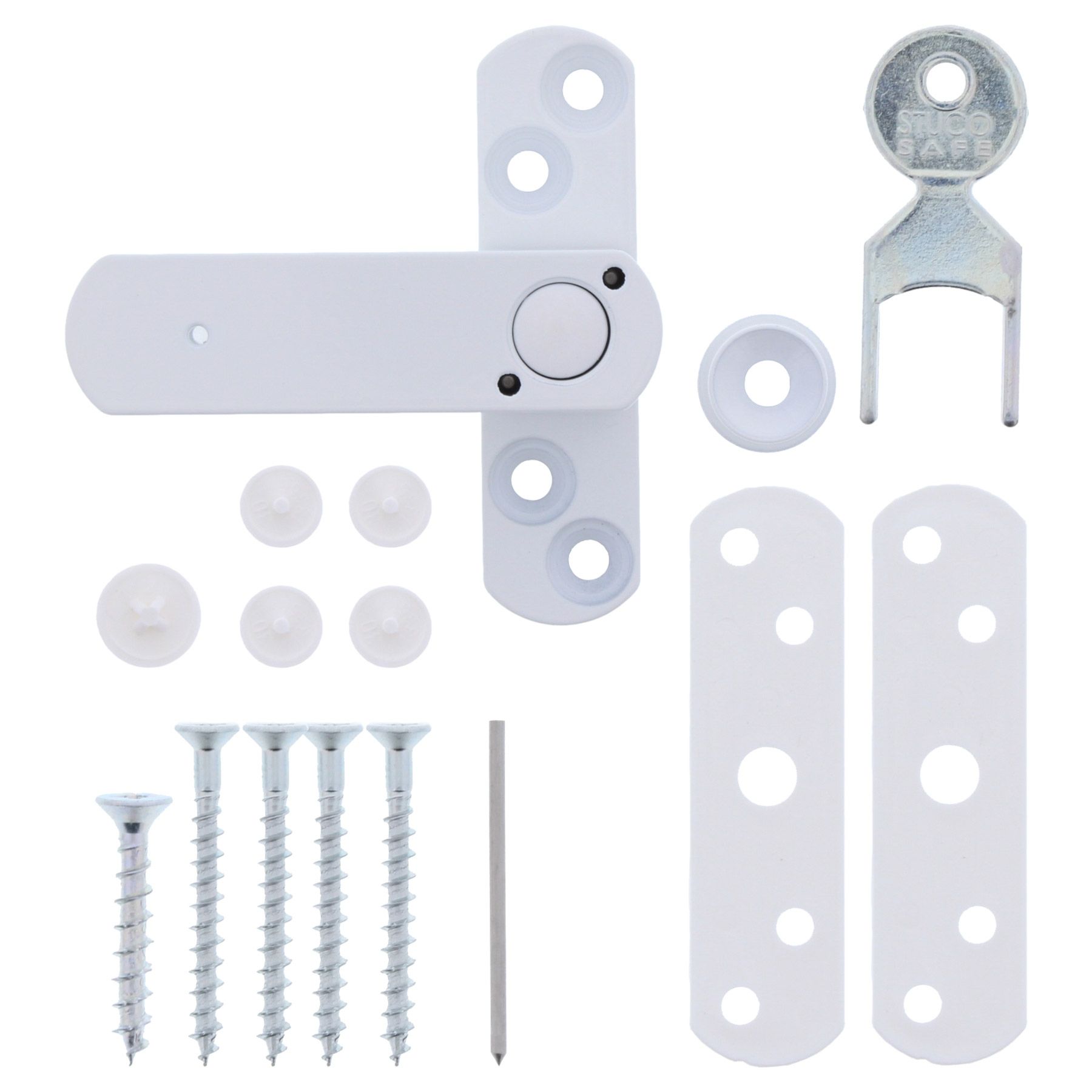 Bever Stuco Safe-Fenstersicherung 1-flügelig mit Pilzkopf für erhöhte Sicherheit 22SB 22SW braun weiß Weiß, Maschine, Schraube, Elektronik, Handy, Telefon, Maschine, Schraube, Elektronik, Handy, Telefon