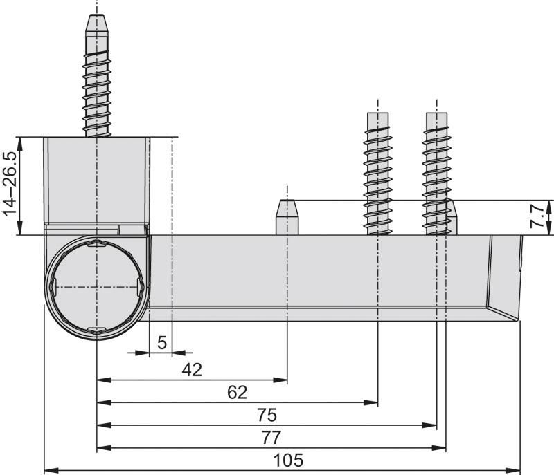 ROTO DoorLine Türband PS 27 17-20,5/105-39 Ral 8077 braun VE1 492582 ***Sonderposten***, CAD-Diagramm, Diagramm, CAD-Diagramm, Diagramm