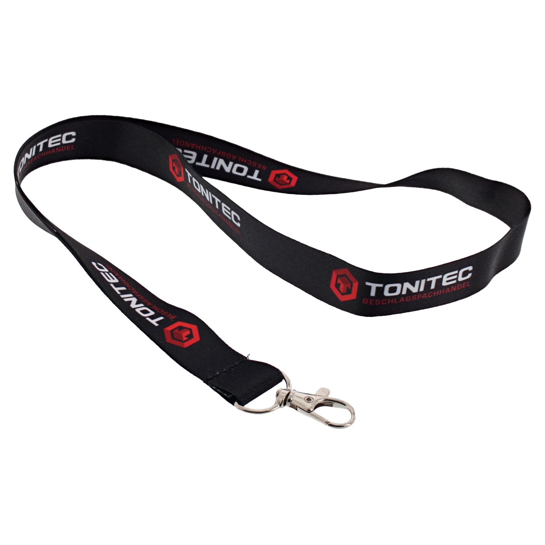 ToniTec® Schlüsselband schwarz Schlüsselanhänger mit Karabiner, Leine, Zubehör, Riemen