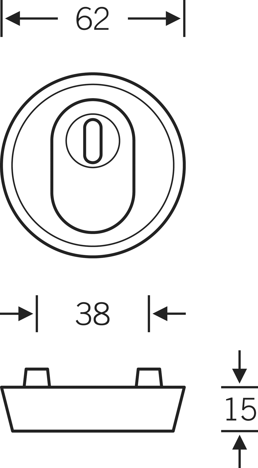 [DS] FSB Schutzrosette ZA 15 mm Modell 73 7393 mit Gegenrosette 1735 Edelstahl fein matt, Text, Nummer, Symbol