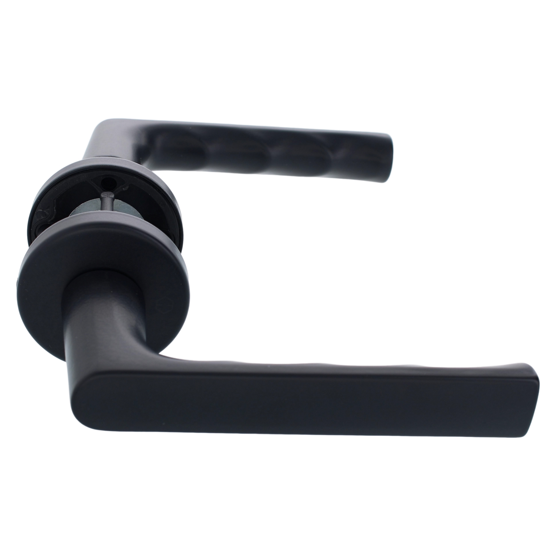 BLACK BEAUTY HOPPE Rosettengarnitur Hamburg 1700/42KB/42KBS SchnellstiftPlus Aluminium F9714M schwarz matt WC (Bad-Ausführung), Griff, Sinken, Waschbeckenhahn, Griff, Sinken, Waschbeckenhahn