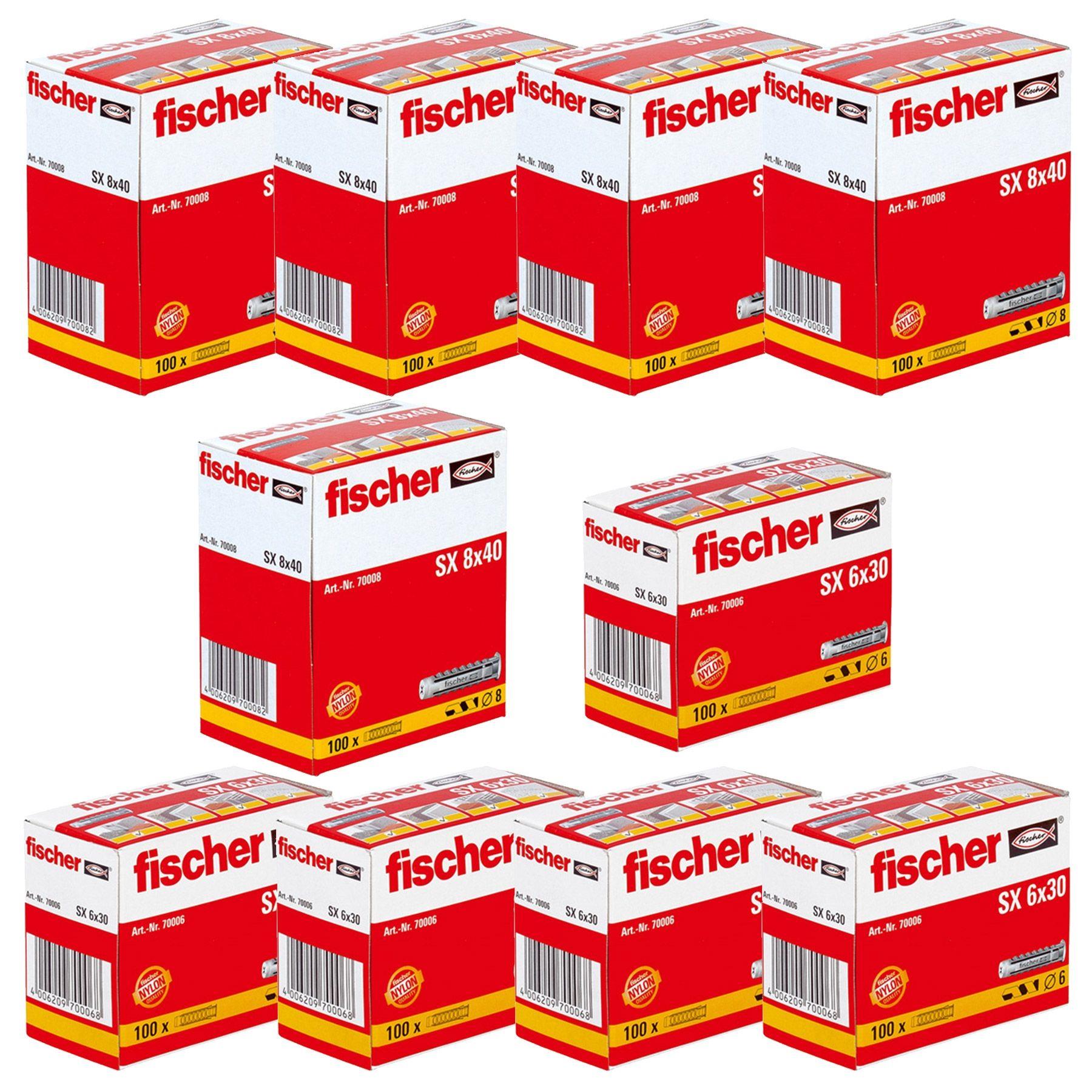 1000 Stück Fischer Dübel (500x SX6, 500x SX8 ), Kiste, Bandage, Erste Hilfe