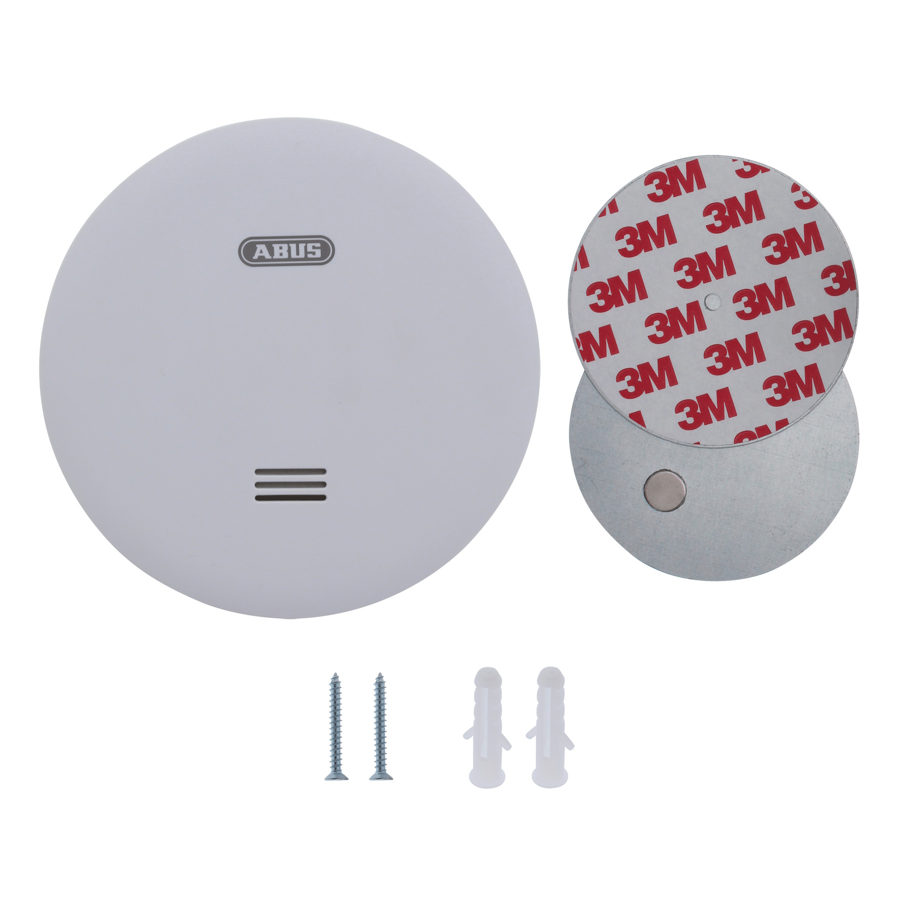 ABUS Rauchmelder 10 Jahre Rauchwarnmelder RWM160 flaches Design mit Magnet-Klebepad zur einfachen Befestigung, Maschine, Schraube