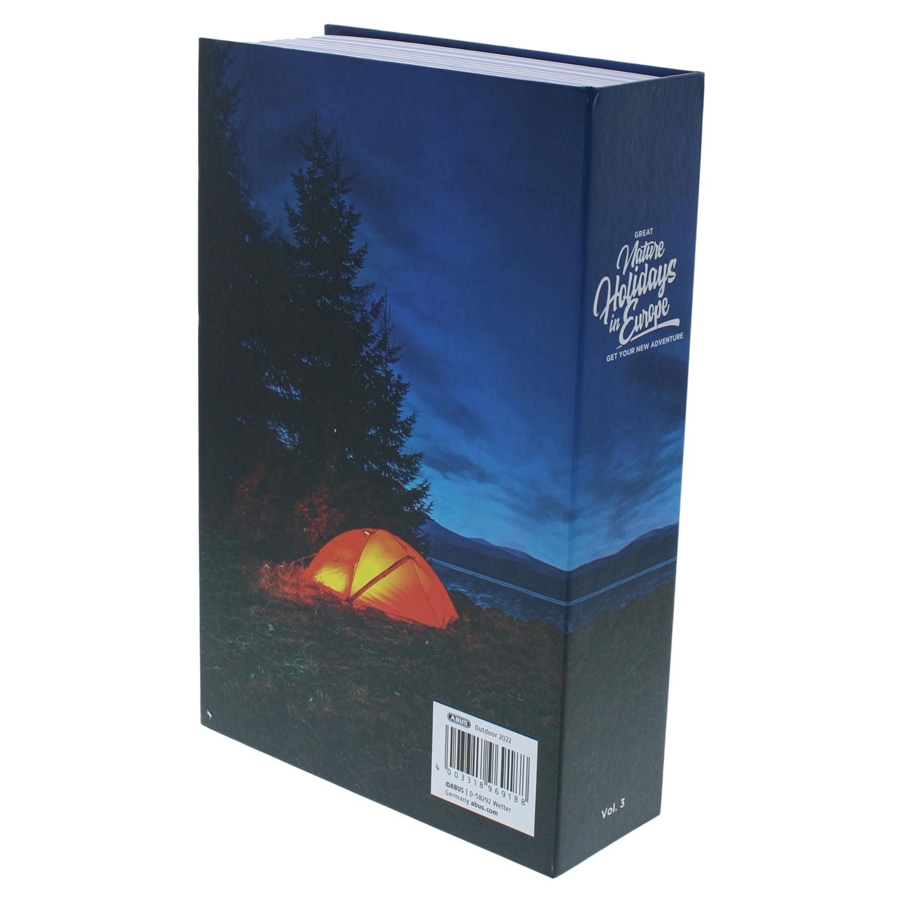 ABUS Book Safe Buchtresor Hardcover Buch mit Zahlenkombination, Zelt, Draußen, Campen