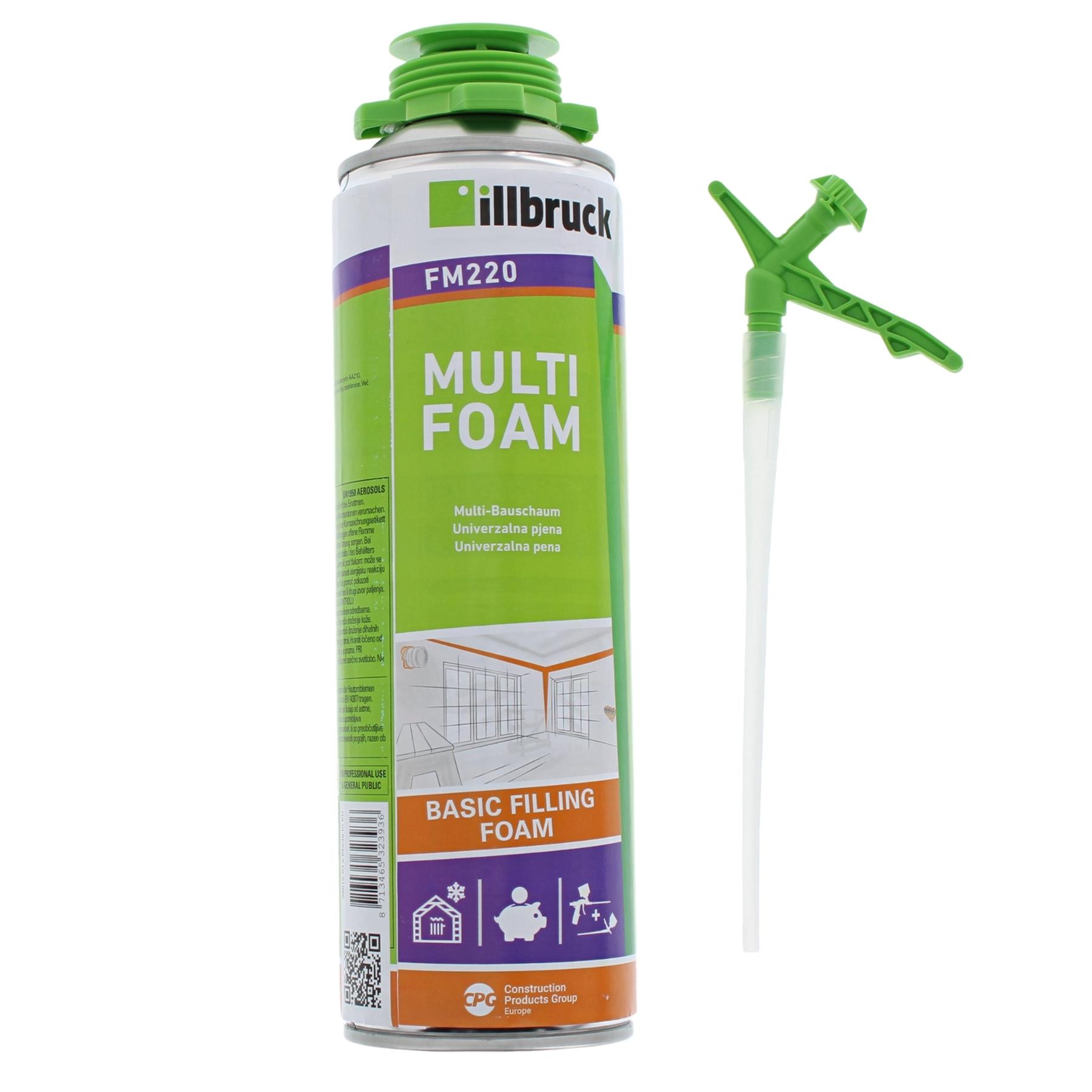 illbruck FM220 Fensterschaum PUR-Schaum Basic 500ml 1-komponentiger Polyurethanschaum (Ersatz für FM215), Zinn, Flasche, Zinn, Flasche