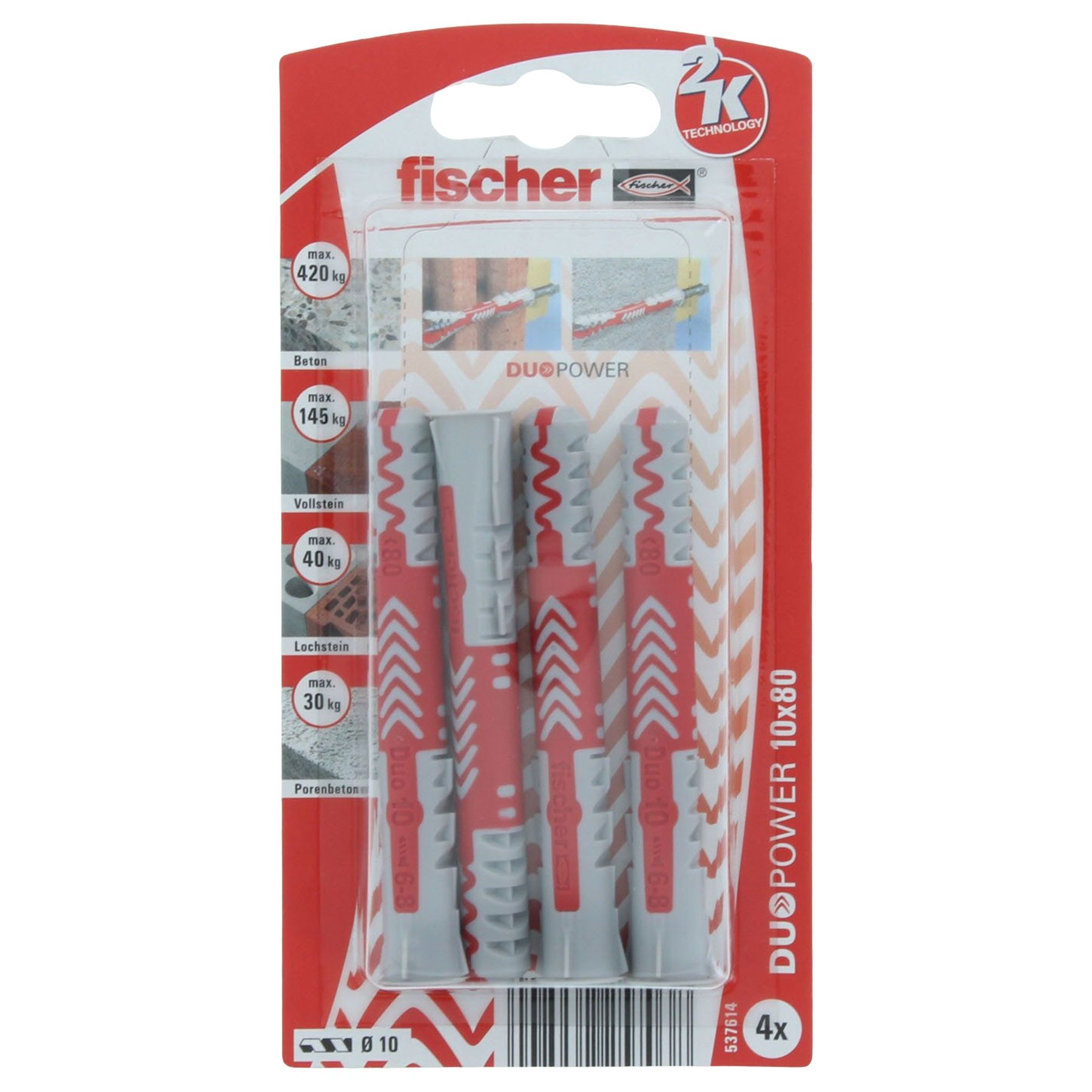 Fischer DUOPOWER Dübel 10x80mm 4 Stück, Essen, Süßigkeiten