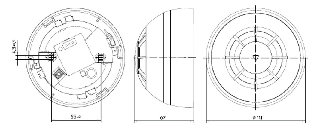 GEZE Rauchschalter GC 152 Zugelassen mit RsZ7 Kompl. mit Sockel 139850, CAD-Diagramm, Diagramm