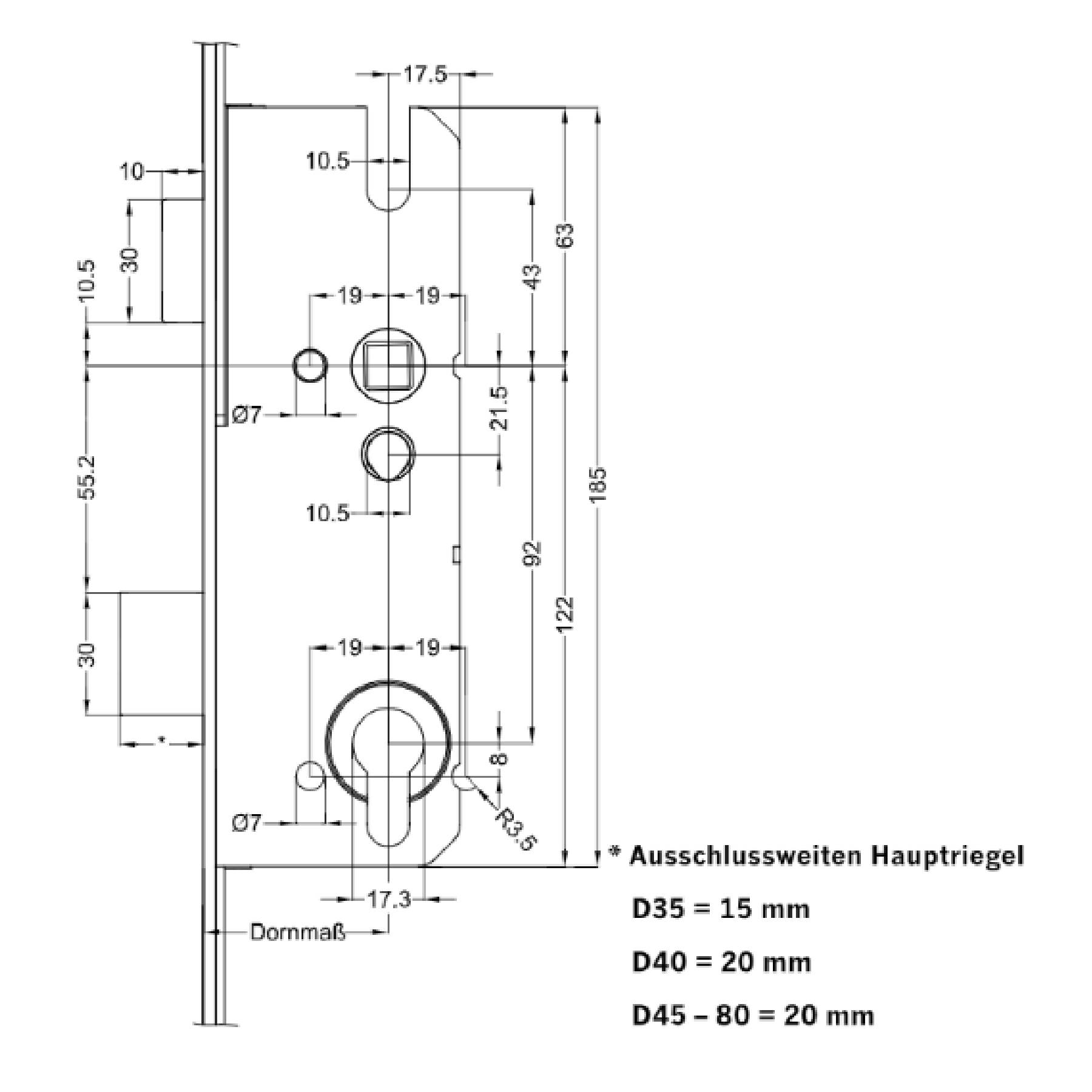 Winkhaus Hauptschloss Reparaturschlosskasten STV-G3 SK TP3 BL 8 mm Vierkant 35 mm 92 mm 8 mm, Schaubild, CAD-Diagramm, Schaubild, CAD-Diagramm, Schaubild, CAD-Diagramm, Schaubild, CAD-Diagramm, Schaubild, CAD-Diagramm