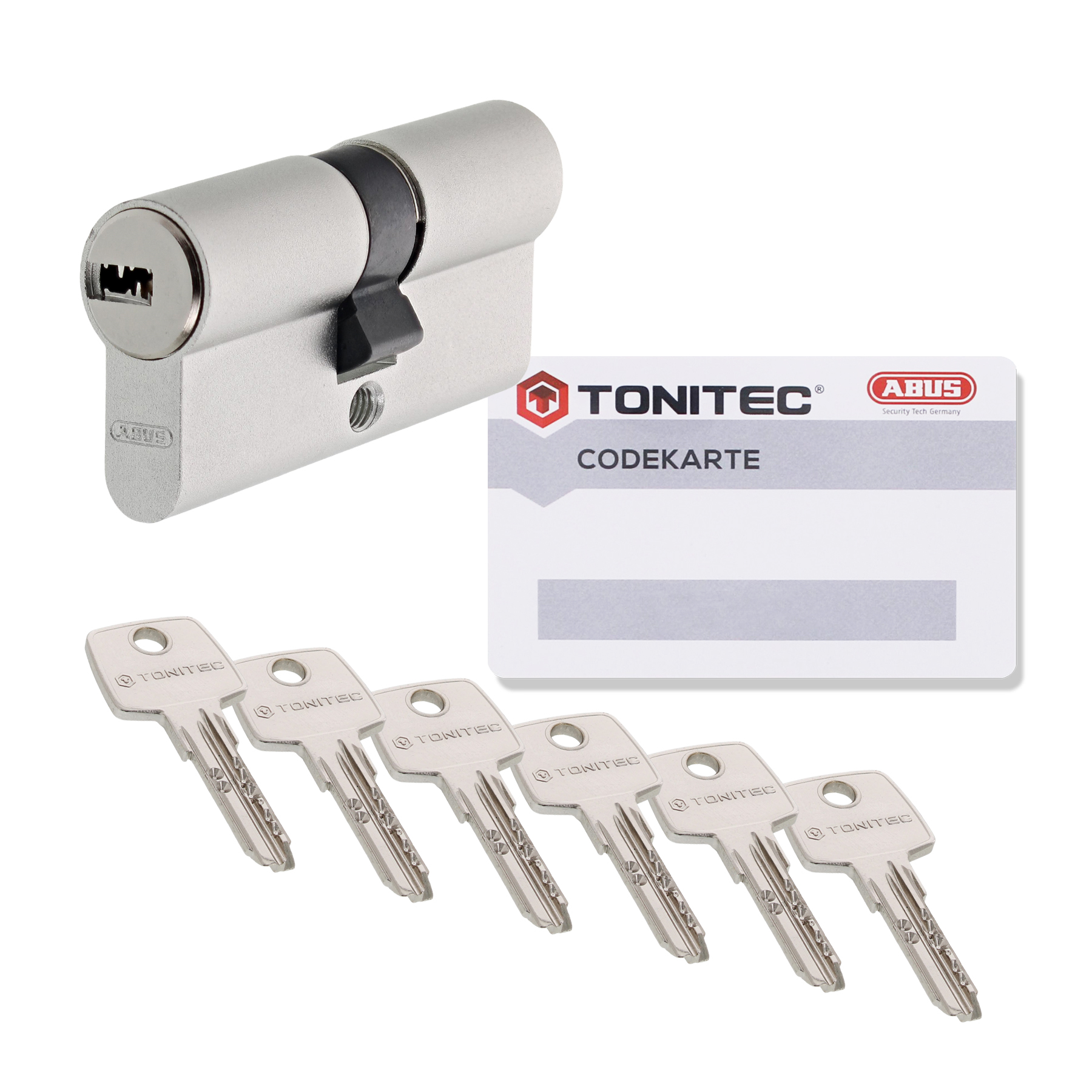 Tonitec Doppelzylinder TEC440 by ABUS verschiedenschließend mit ToniTec CodeCard inkl. 6 Schlüssel Größe 30/45, Schlüssel, Schlüssel, Schlüssel, Schlüssel, Schlüssel, Schlüssel, Schlüssel, Schlüssel, Schlüssel, Schlüssel, Schlüssel, Schlüssel, Schlüssel,