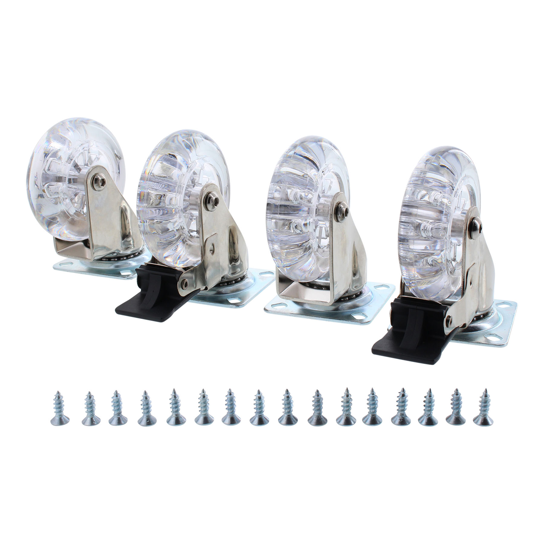 Emuca Rollen-Set mit Anschraubplatte D75 transparent (4 Stück), Maschine, Schraube