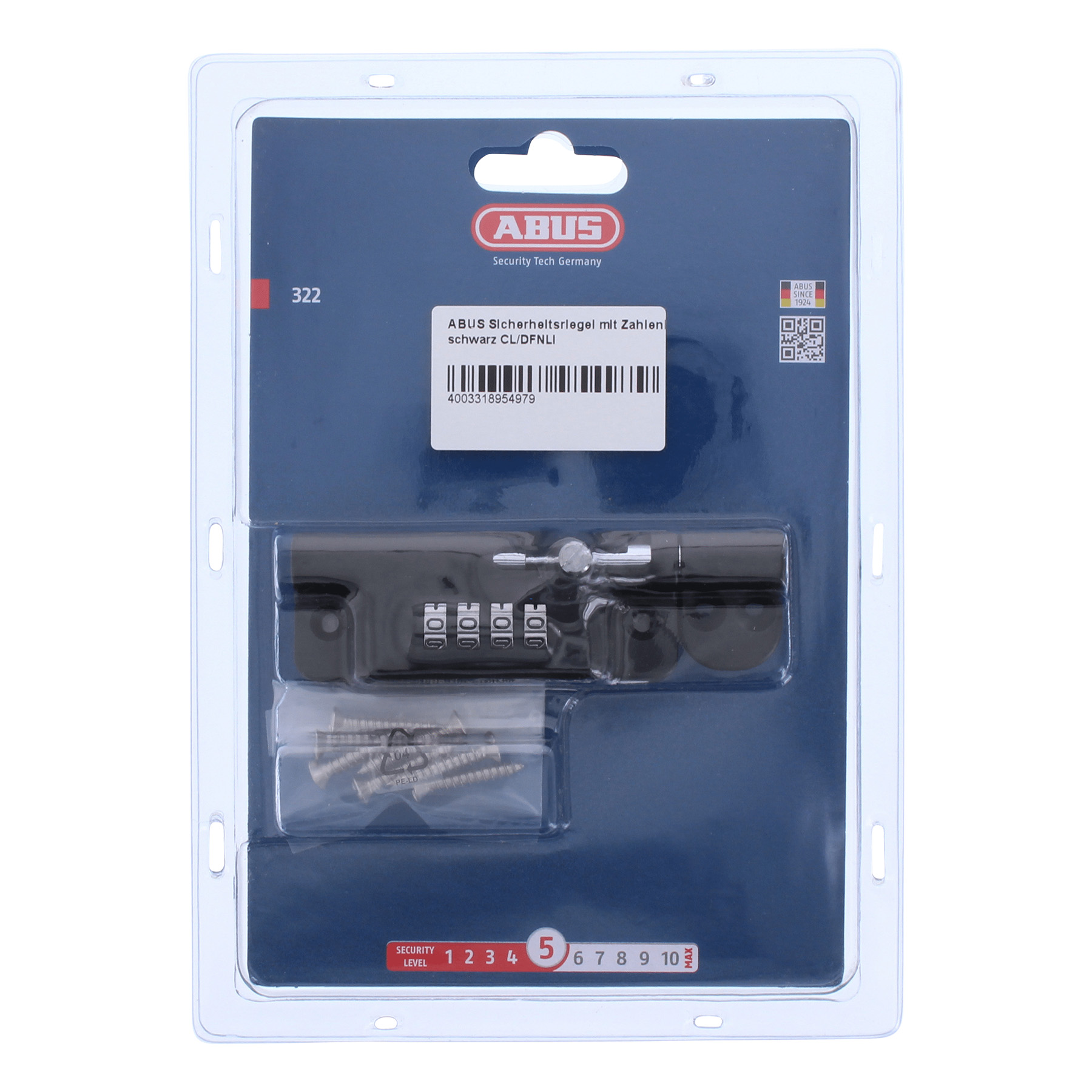 ABUS Sicherheitsriegel mit Zahlenkombination 322/112 schwarz CL/DFNLI, Adapter, Elektronik