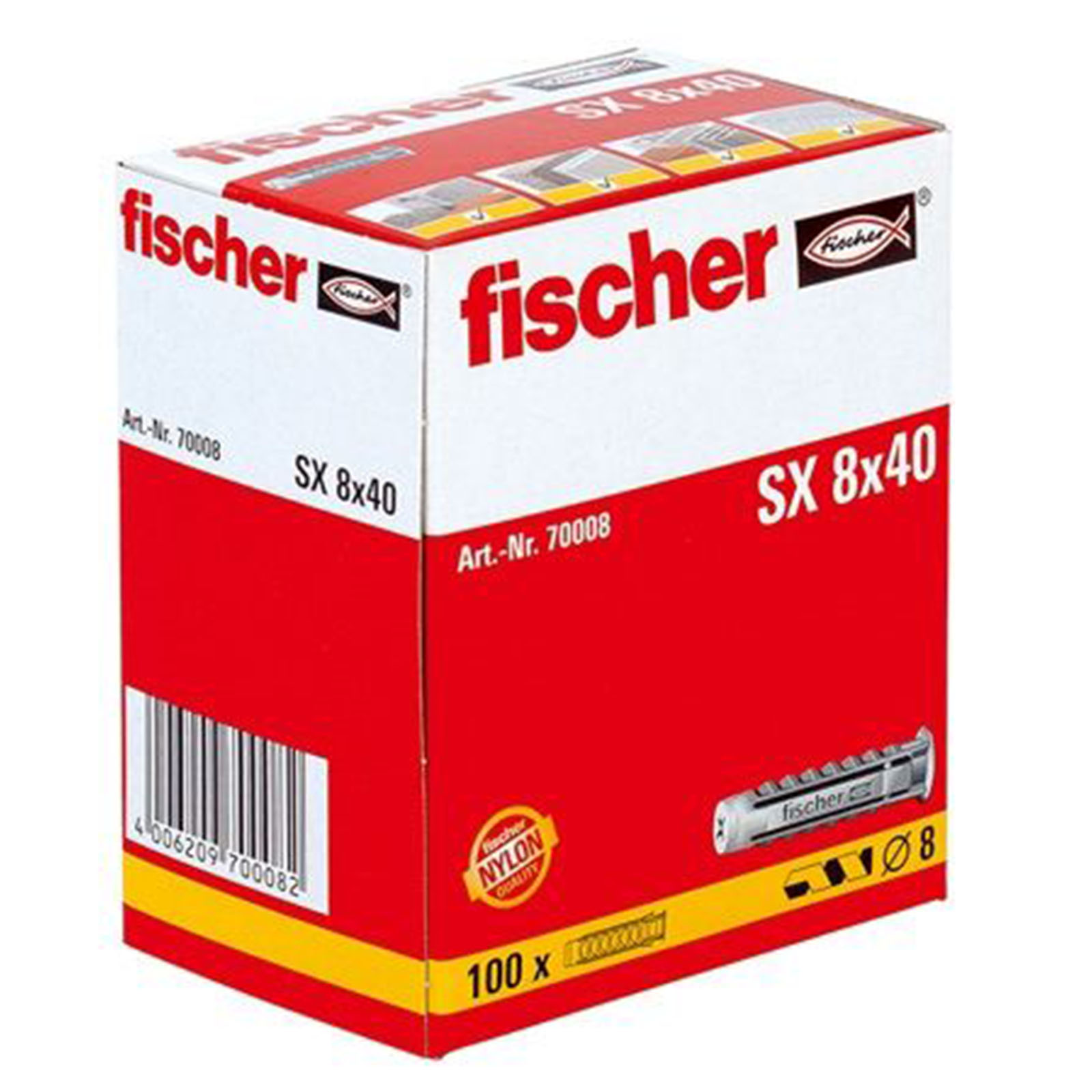 1000 Stück Fischer Dübel (500x SX6, 500x SX8 ), Kiste, Karton