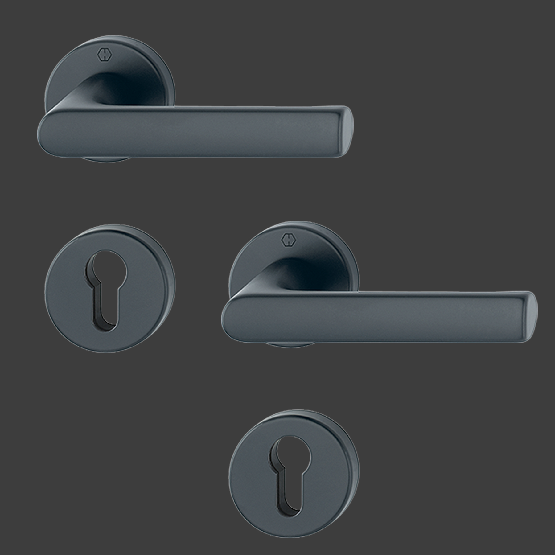 BLACK BEAUTY HOPPE Rosettengarnitur Hamburg 1700/42KB/42KBS SchnellstiftPlus Aluminium F9714M schwarz matt PZ (Profilzylinder), Griff