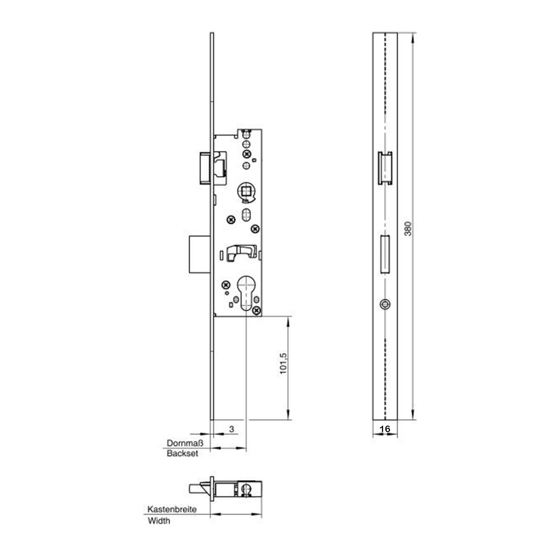 WILKA Rohrrahmenschloss 1438 Einsteckschloss PZ 8 mm Nuss Dornmaß 30 mm Reparaturstulp 16x380 mm, Schaubild, Schaubild, Schaubild, Schaubild, Schaubild