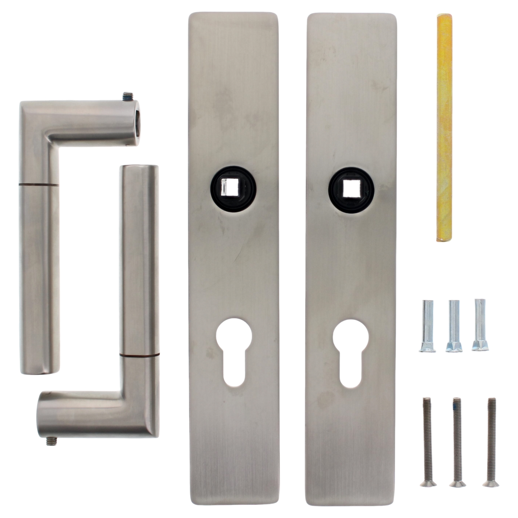 FSB Drückergarnitur 12 1078 021 eckiges Langschild ER matt 6204 PZ TS=39-58mm, Griff, Maschine, Schraube