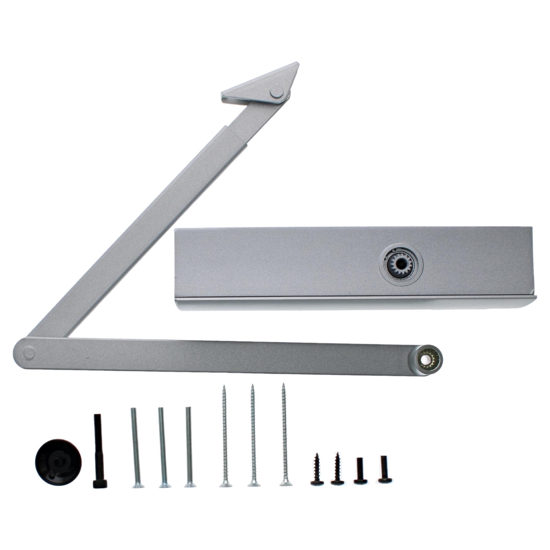 GEZE Türschließer TS 2000 V BC mit Öffnungsdämpfung inkl. Gestänge silber, Maschine, Schraube, Aluminium