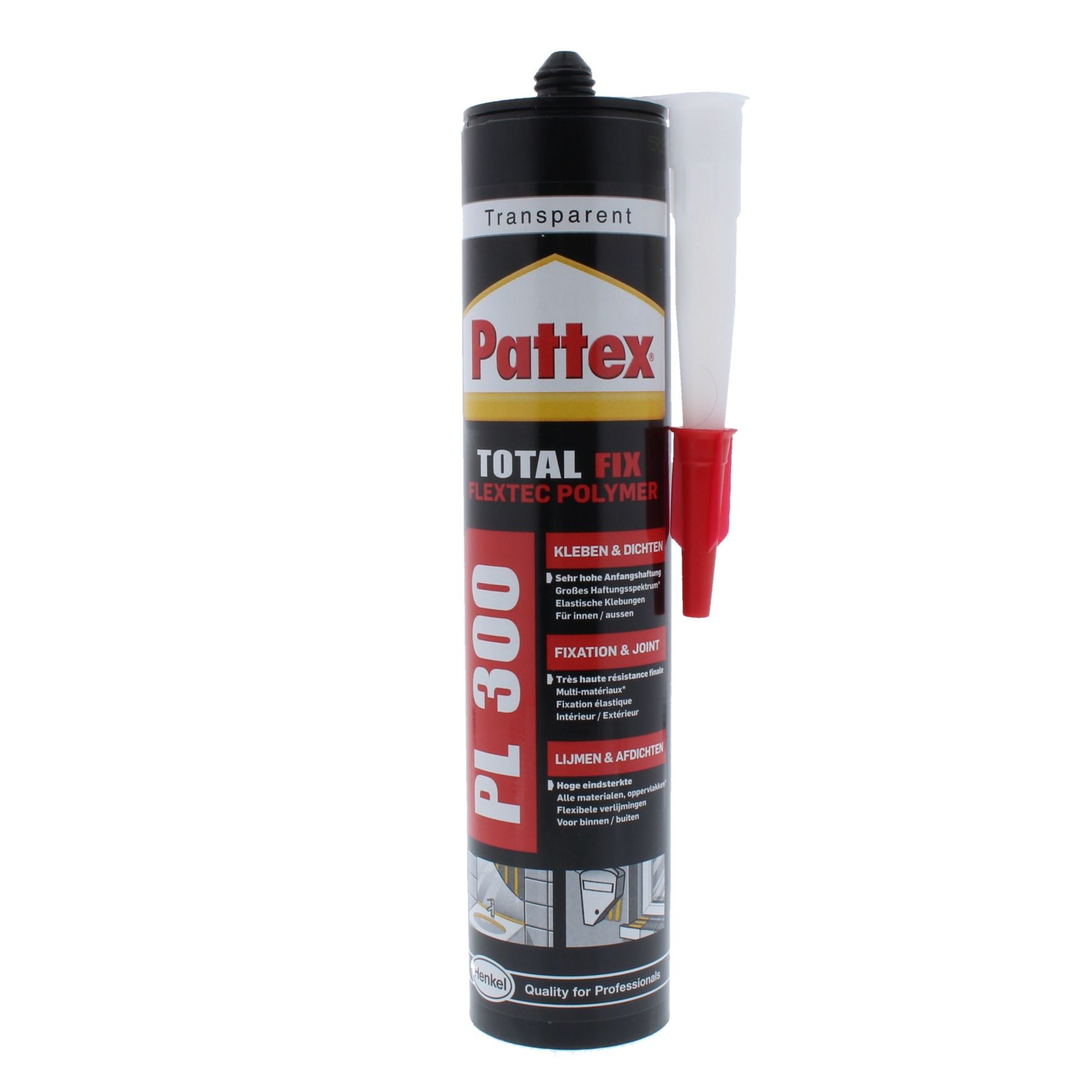Pattex PL300 Montagekleber Total Fix transparent 300ml PPL3T, Kann, Spraydose, Zinn