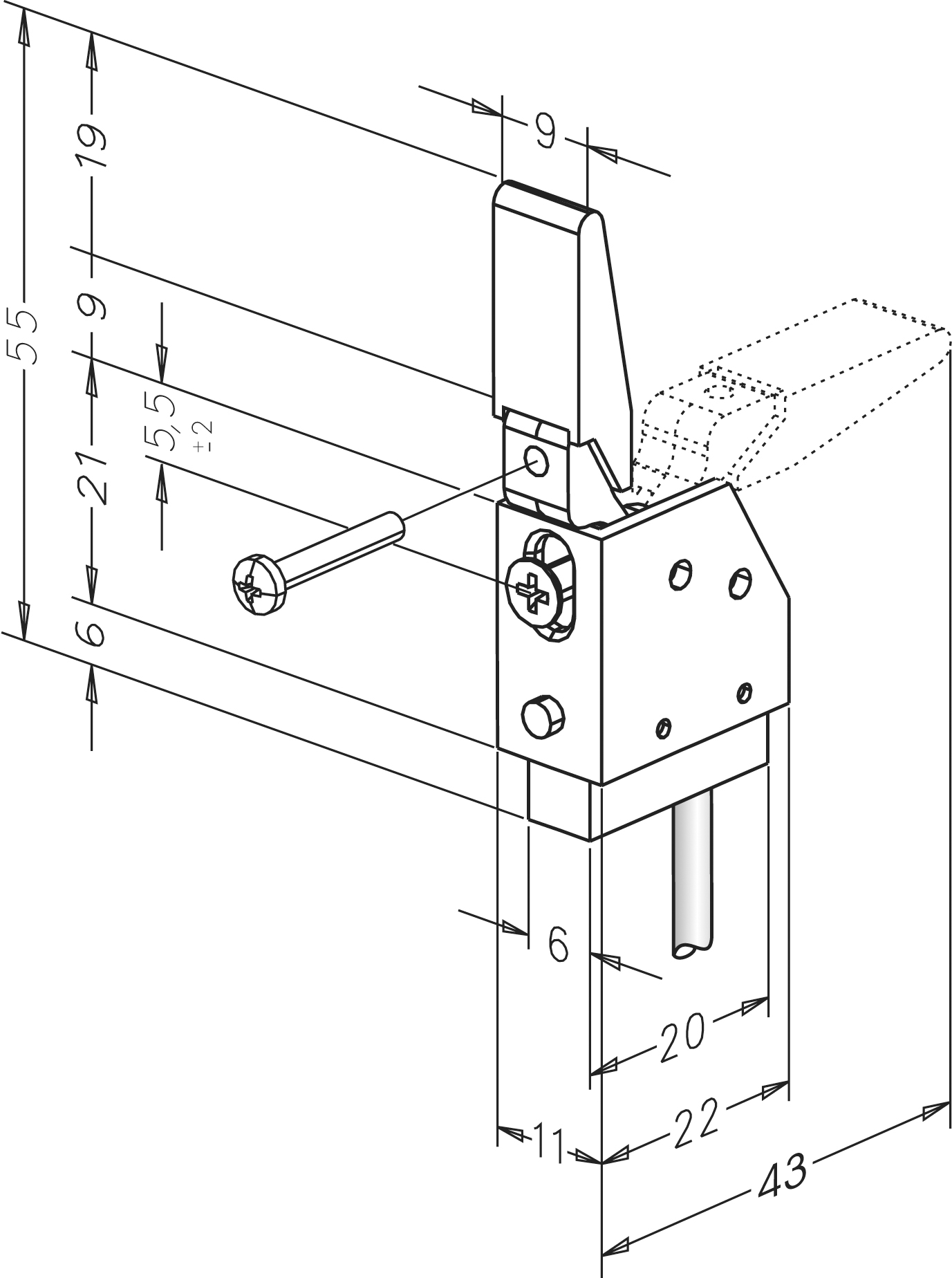 effeff Riegelschaltkontakt Nr. 878 mit 4 mtr. Kabel, CAD-Diagramm, Diagramm