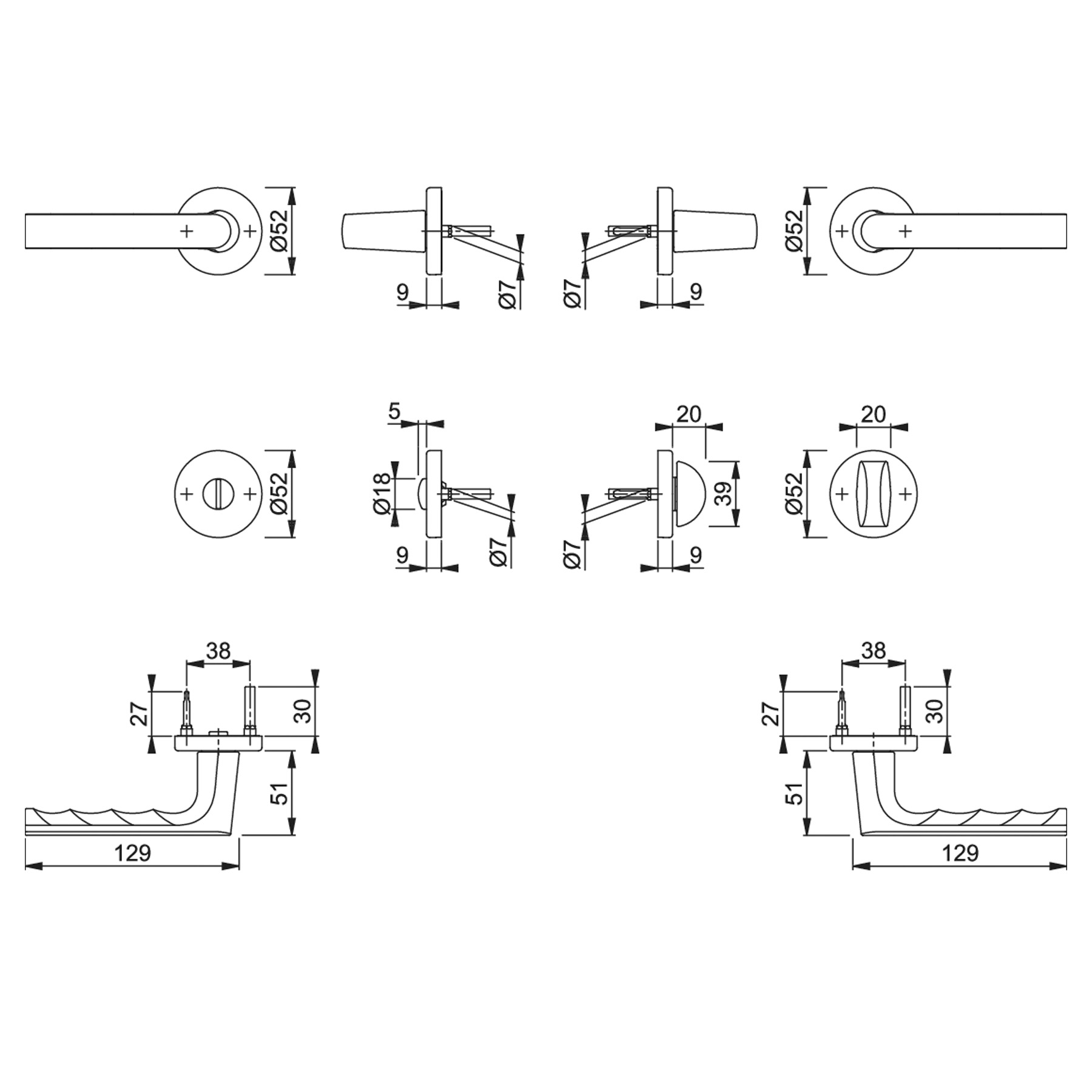 BLACK BEAUTY HOPPE Rosettengarnitur Hamburg 1700/42KB/42KBS SchnellstiftPlus Aluminium F9714M schwarz matt WC (Bad-Ausführung), CAD-Diagramm, Diagramm, CAD-Diagramm, Diagramm, CAD-Diagramm, Diagramm, CAD-Diagramm, Diagramm, CAD-Diagramm, Diagramm, CAD-Dia