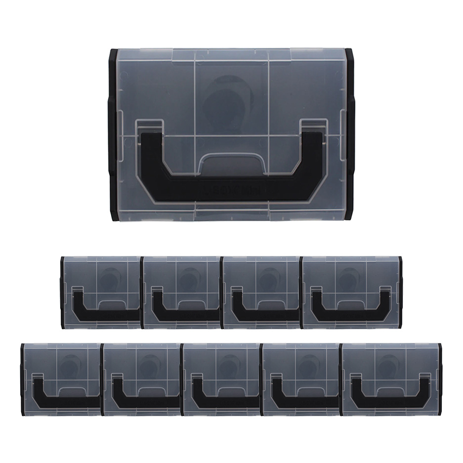 Sortimo L-BOXX Koffer Set Mini schwarz, Deckel transparent, 10 Stück