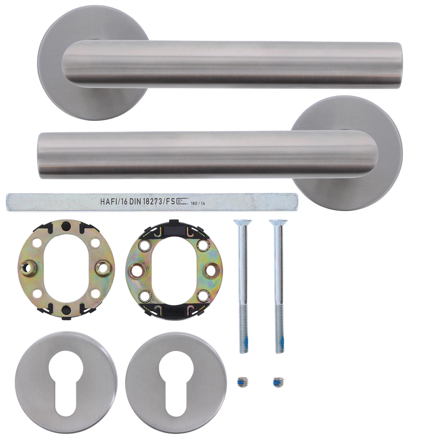HAFI Feuerschutz-Objektgarnitur 56-69 mm PZ 72 mm ES Edelstahl matt, Griff