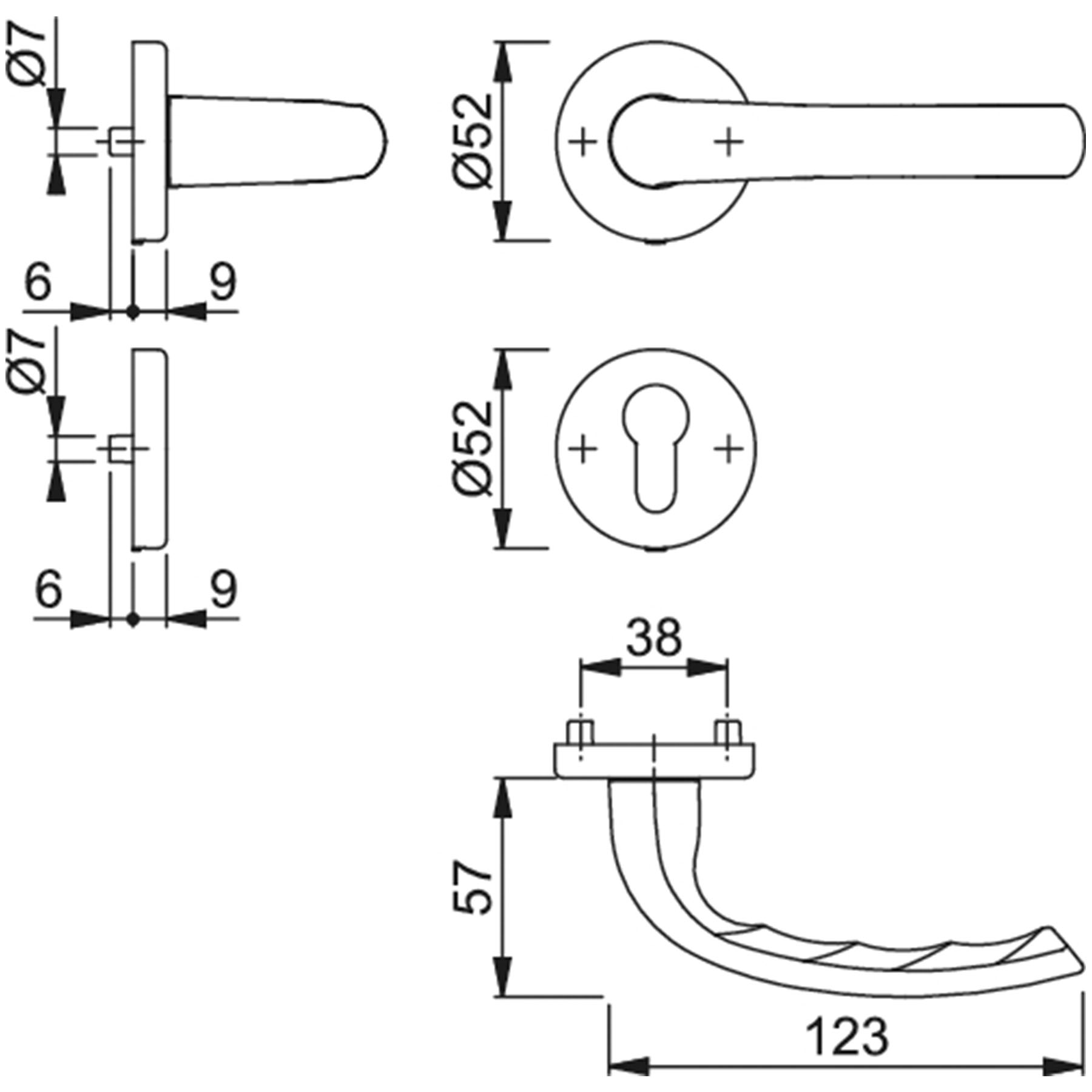 HOPPE Rosetten-Garnitur Tokyo M1710RH/42KV/42KVS PZ satiniert verchromt 2749429